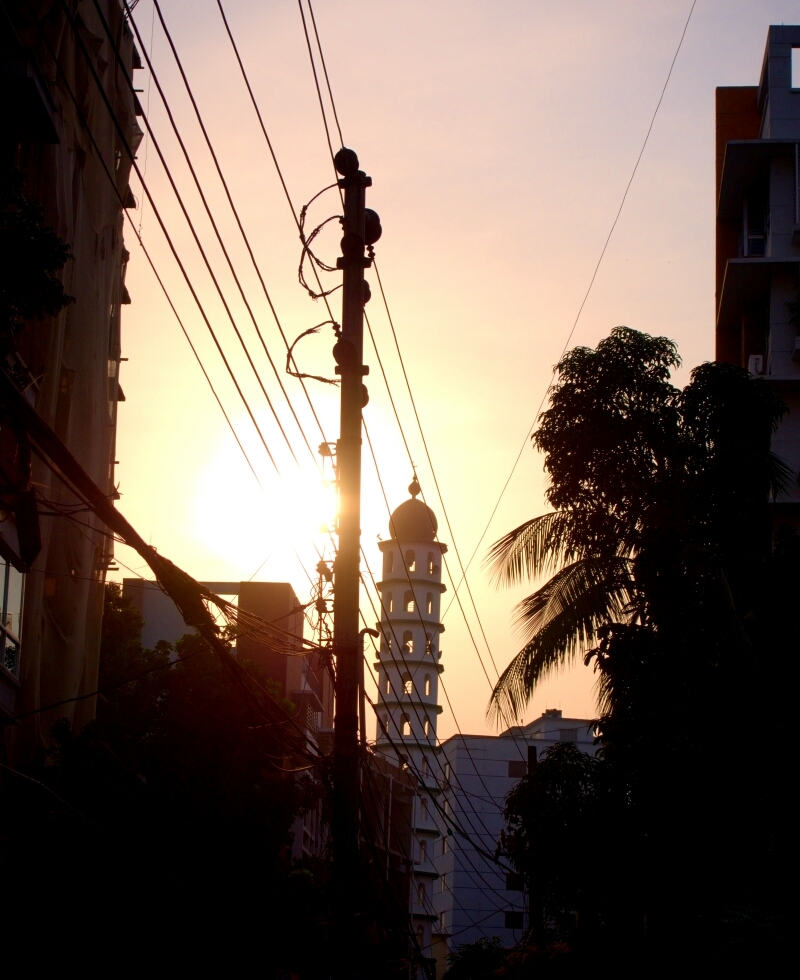 Mosque sillouette in setting sun